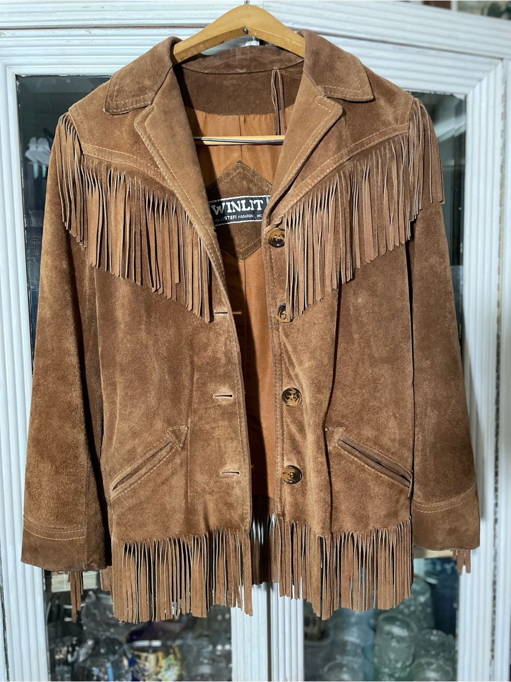 Winlit vintage 1960’s brown fringe suede leather jacket M